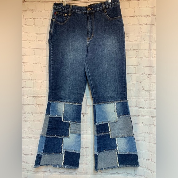 Zana Di Denim - Vintage Zana Di Patch Wide Leg Jeans Size 11 32”​